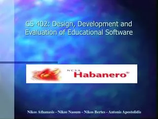 CS 402: Design, Development and Evaluation of Educational Software