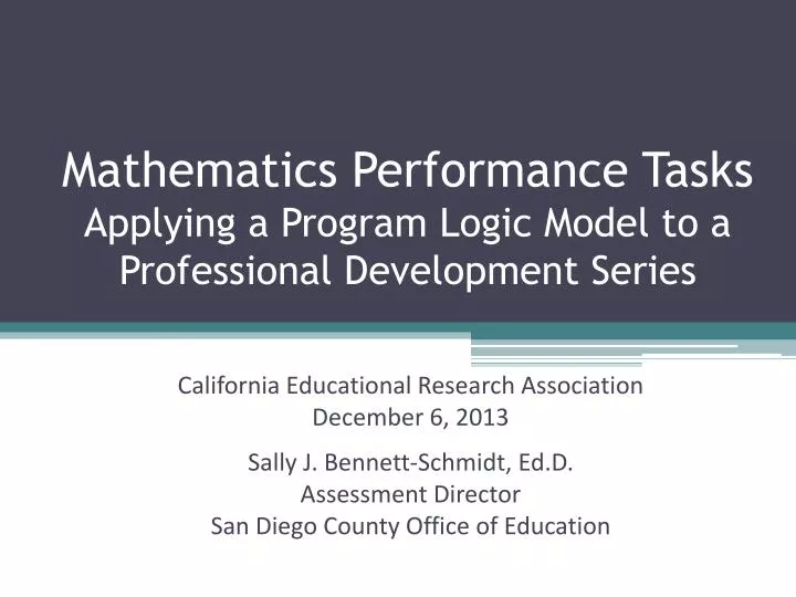 mathematics performance tasks applying a program logic model to a professional development series