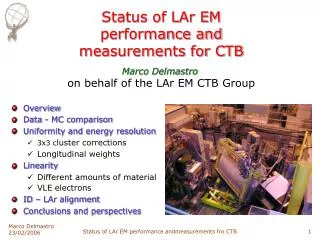 Status of LAr EM performance and measurements for CTB
