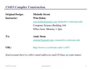 CS453 Compiler Construction