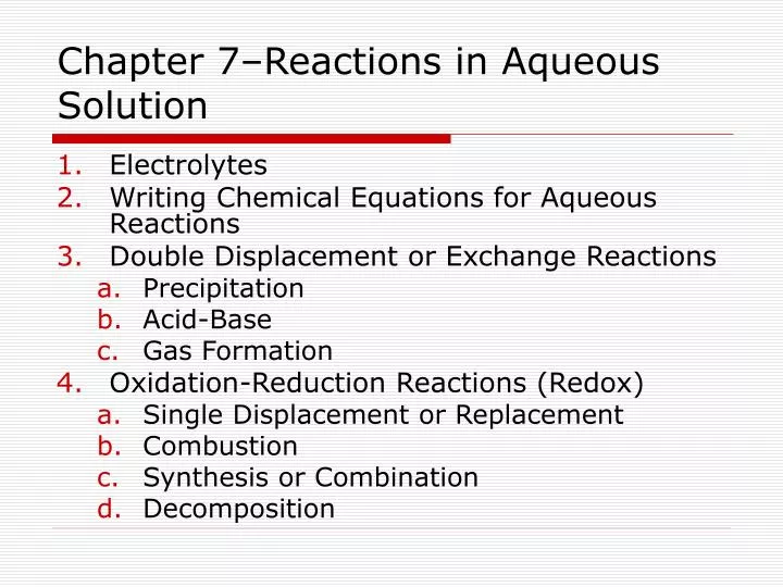 chapter 7 reactions in aqueous solution