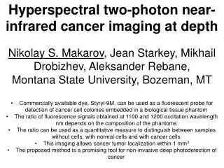Hyperspectral two-photon near-infrared cancer imaging at depth