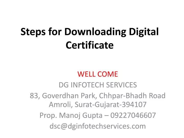 steps for downloading digital certificate