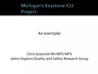 Michigan’s Keystone ICU Project: