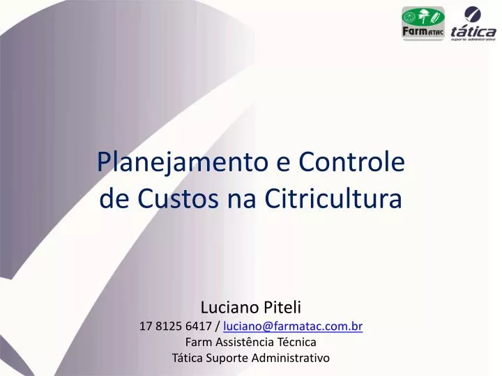 planejamento e controle de custos na citricultura