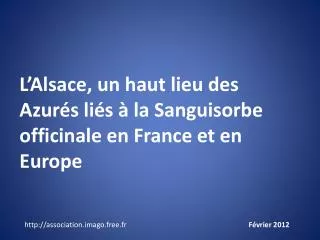 L’Alsace, un haut lieu des Azurés liés à la Sanguisorbe officinale en France et en Europe