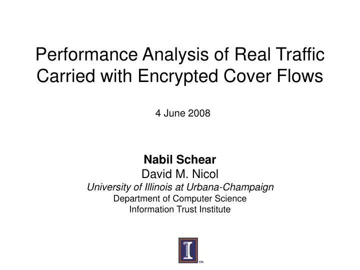 performance analysis of real traffic carried with encrypted cover flows