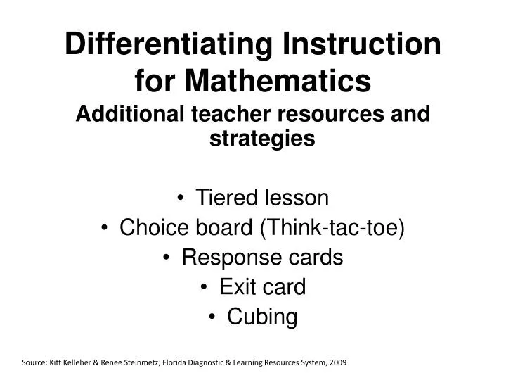 differentiating instruction for mathematics