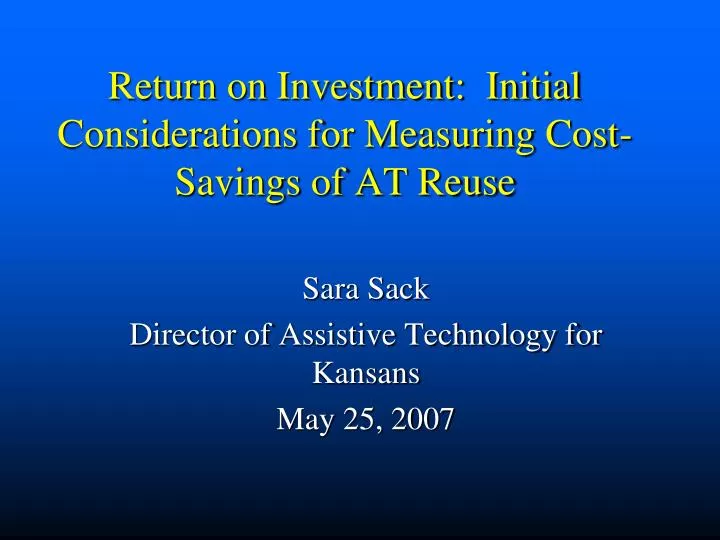 return on investment initial considerations for measuring cost savings of at reuse