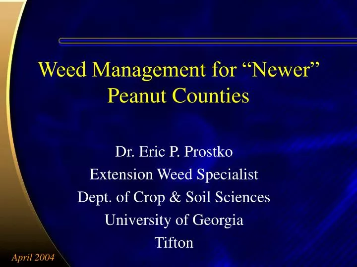weed management for newer peanut counties