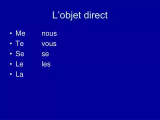 l objet direct