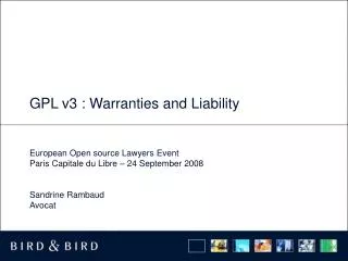 GPL v3 : Warranties and Liability