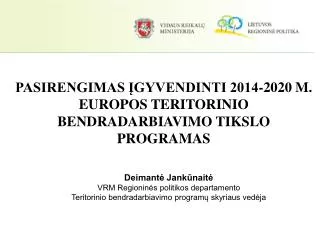 pasirengimas gyvendinti 2014 2020 m europos teritorinio bendradarbiavimo tikslo programas