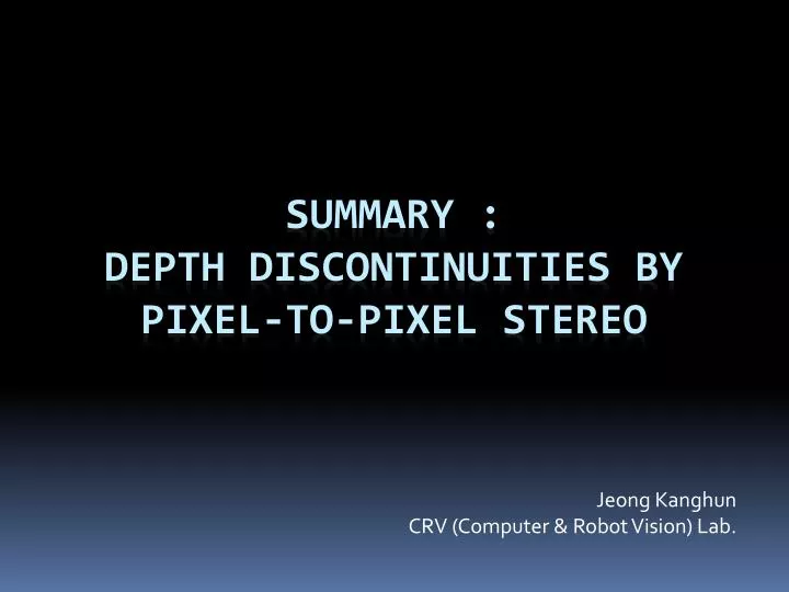 summary depth discontinuities by pixel to pixel stereo