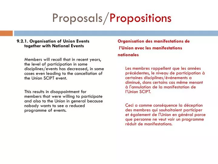 proposals propositions