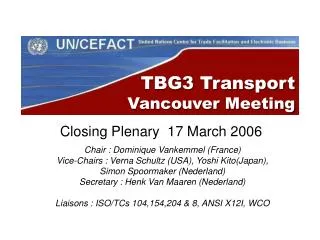 TBG3 Transport Vancouver Meeting