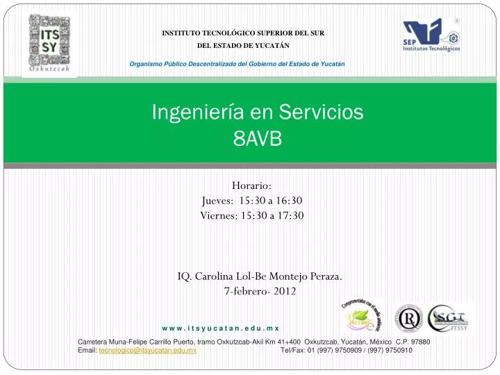 ingenier a en servicios 8avb