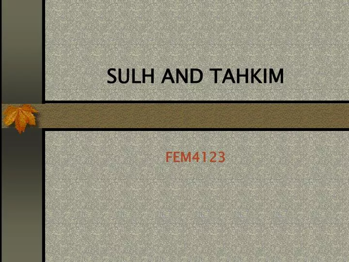 sulh and tahkim