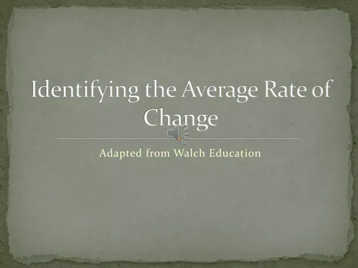 identifying the average rate of change