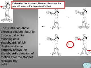 If she releases it forward, Newton’s law says that she will move in the opposite direction.