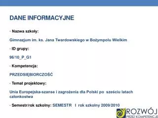 dane informacyjne
