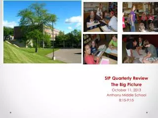 SIP Quarterly Review The Big Picture October 11, 2013 Anthony Middle School 8:15-9:15