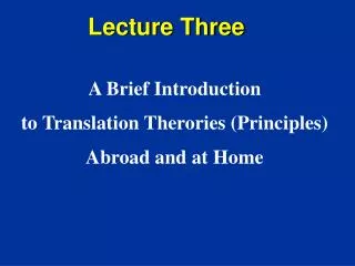 Lecture Three