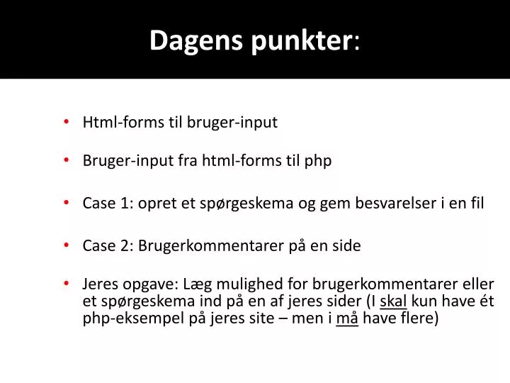 dagens punkter