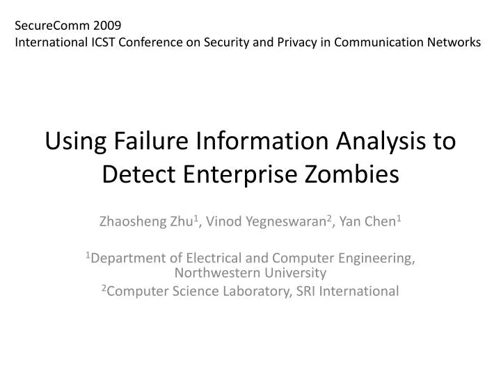 using failure information analysis to detect enterprise zombies