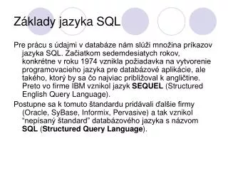 Základy jazyka SQL