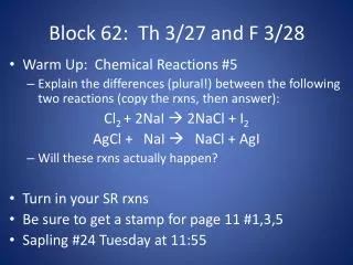 Warm Up: Chemical Reactions #5