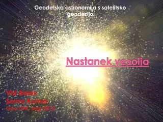 nastanek vesolja