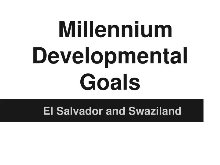 millennium developmental goals