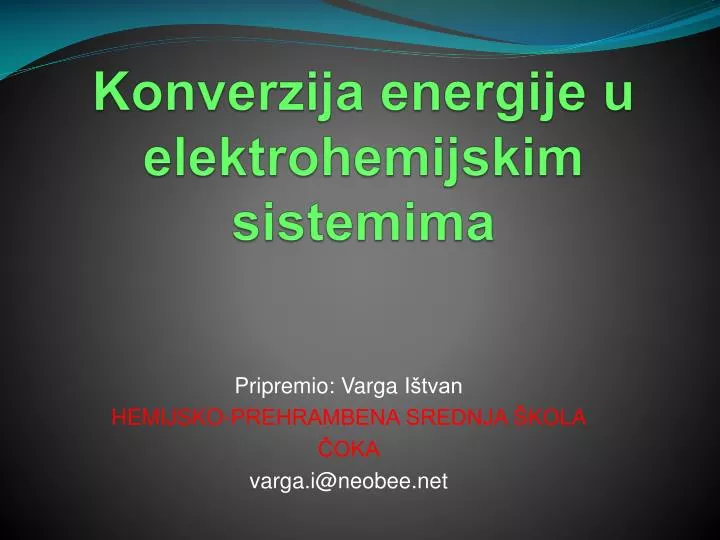 konverzija energije u elektrohemijskim sistemima