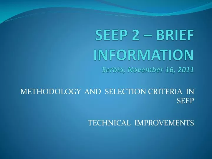 seep 2 brief information serbia november 16 2011