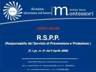 Istituto Maria Montessori - Divisione Sicurezza sul Lavoro