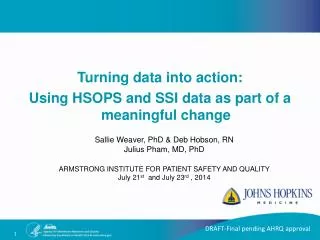 Turning data into action: Using HSOPS and SSI data as part of a meaningful change