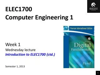 ELEC1700 Computer Engineering 1 Week 1 Wednesday lecture Introduction to ELEC1700 (ctd.)