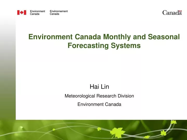 environment canada monthly and seasonal forecasting systems
