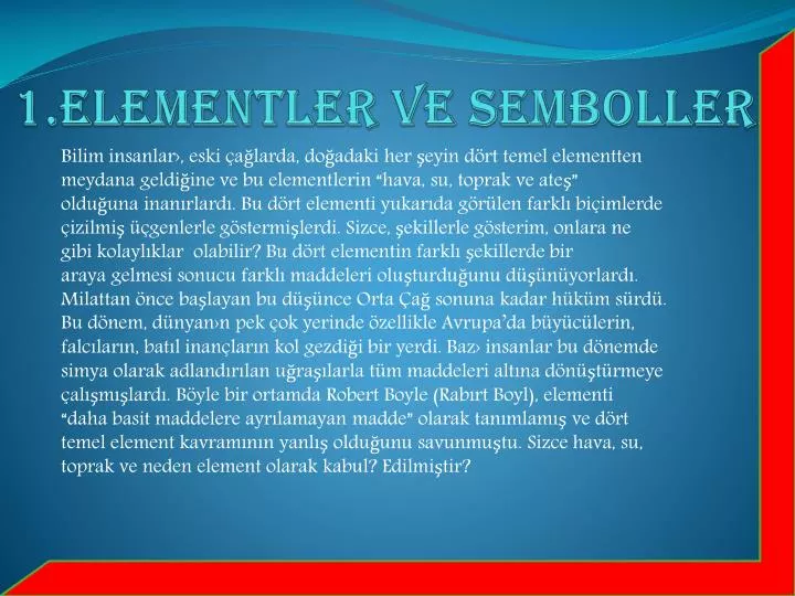 1 elementler ve sembolleri