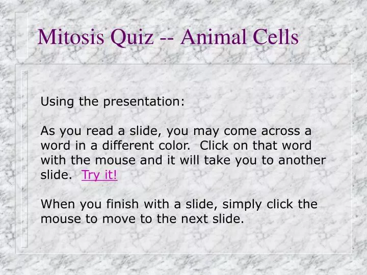 mitosis quiz animal cells