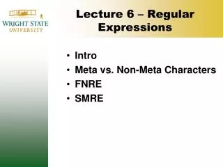 Lecture 6 – Regular Expressions