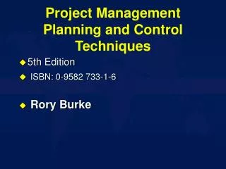 Project Management Planning and Control Techniques
