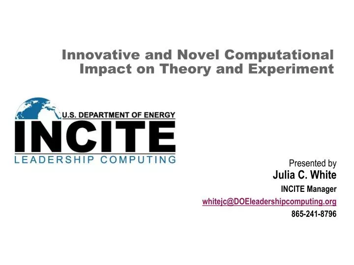 innovative and novel computational impact on theory and experiment