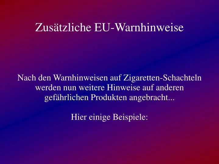 zus tzliche eu warnhinweise