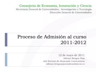 Proceso de Admisión al curso 2011-2012