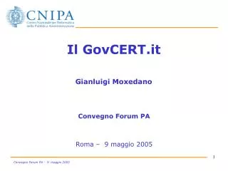 il govcert it gianluigi moxedano