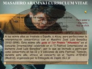 MASAHIRO ARAMAKI CURRICLUM VITAE
