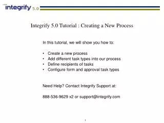 Integrify 5.0 Tutorial : Creating a New Process