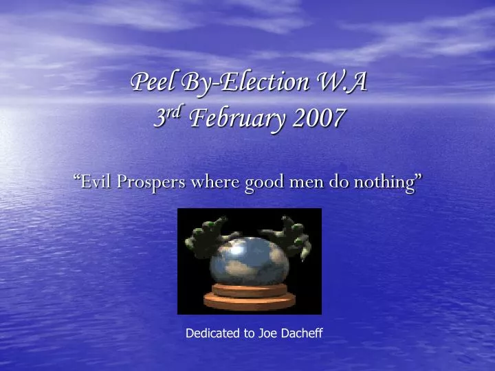 peel by election w a 3 rd february 2007